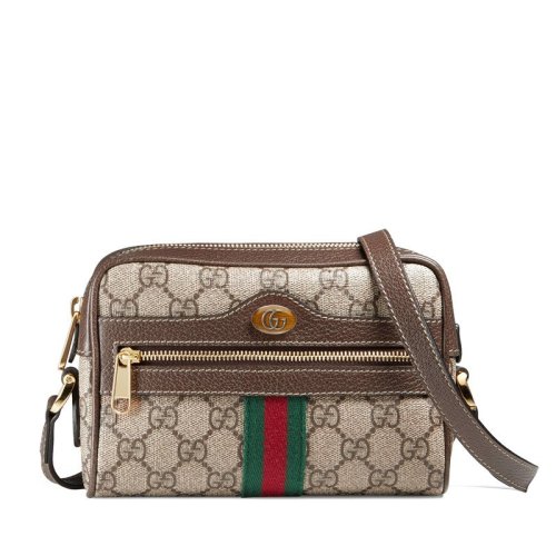 GUCCI/古驰 Ophidia迷你帆布双G斜跨相机包棕色 517350 96IWS 8745