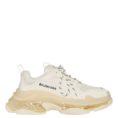 Balenciaga/巴黎世家      Triple S Clear Sole系列 女士浅米色双层泡沫和网布运动鞋544351W2GA19100