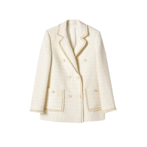 GeleiStory/GeleiStory  秋冬新款法式粗花呢小香风气质翻领双排扣西装短外套   女士夹克