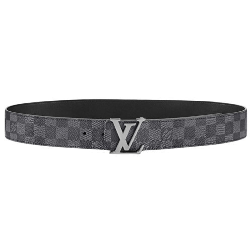 Louis Vuitton/路易威登 男士黑色小牛皮和帆布银扣双面腰带40毫米M0213U