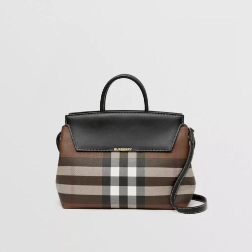  BURBERRY 22年秋冬 女士 Catherine - 格纹拼皮革中号包 80618001