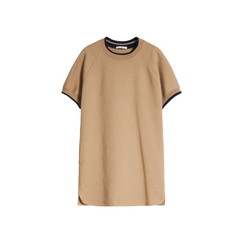 MaxMara/麦丝玛拉 22年早春新款 ONORATA系列 女士卡其色棉质混纺宽松版T恤连衣裙1621012106003