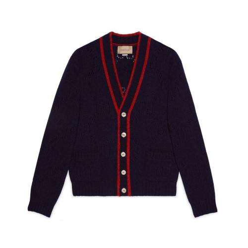  GUCCI古驰 22年秋冬 男士 GG镂空羊毛开衫 694833 XKCDB 4754