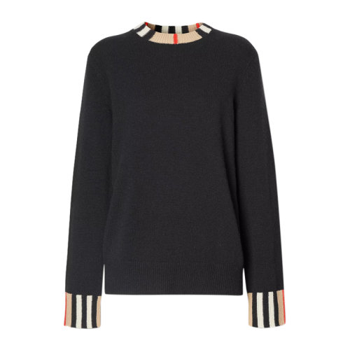 BURBERRY/博柏利 女装 服装 羊绒圆领多色拼接套头衫 女士针织衣毛衣