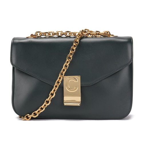 CELINE/赛琳【极速发货】女士链条logo按扣单肩斜挎ins风背包皮革信封包187253BFB女包