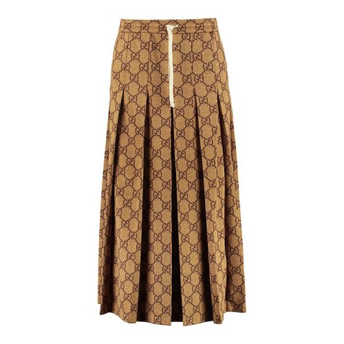 GUCCI/古驰 20年秋冬 GG平纹针织半身裙 女性 logo 棕色 女士半身裙 526514X7C31_2035