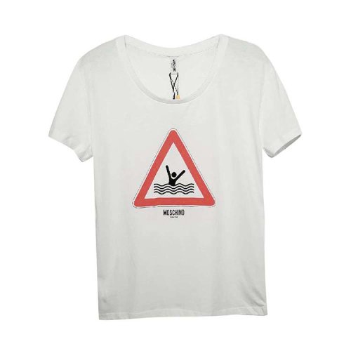 MOSCHINO/莫斯奇诺 女士白色纯棉圆领短袖T恤