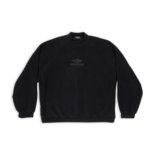Balenciaga/巴黎世家 22年秋冬新款 女士黑色涤纶饰有同色刺绣LOGO图案圆领运动衫697975TMVA71069