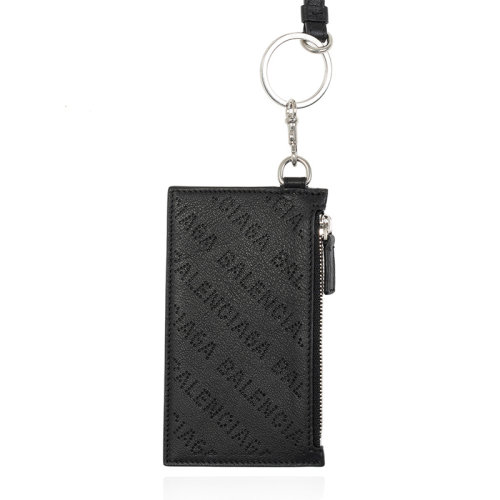 Balenciaga/巴黎世家 男士黑色小牛皮经典字母徽标印花装饰拉链开合钱夹钱包卡夹卡包男包 594548-D6WZN-1000