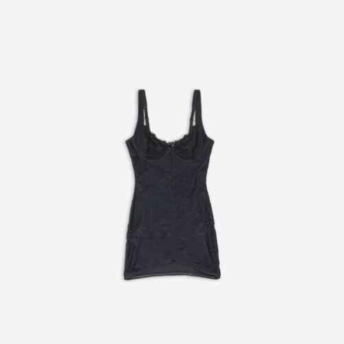  BALENCIAGA巴黎世家 22年春夏 女士 连衣裙 Womens Lingerie Mini Dress in Black 698676TWG01
