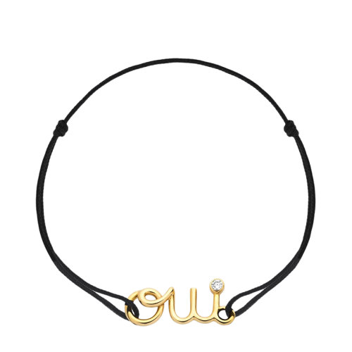 DIOR/迪奥 OUI系列 女士18k金黄金镶嵌钻石黑绳手链JOUI95019_0000