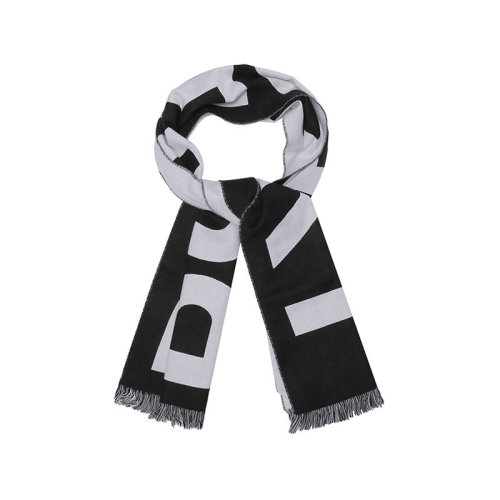 BURBERRY/博柏利 【22秋冬新款】 男女通用款羊毛保暖围巾黑色徽标提花 80542141