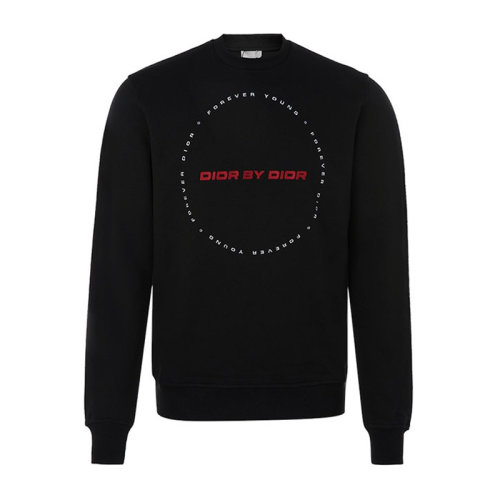 DIOR/迪奥  男士时尚黑色棉质圆领字母印花套头长袖T恤卫衣