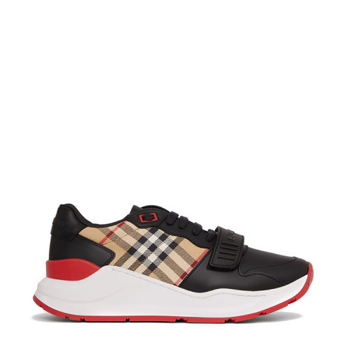 BURBERRY/博柏利 皮革拼 Vintage 格纹棉质运动鞋 80381841