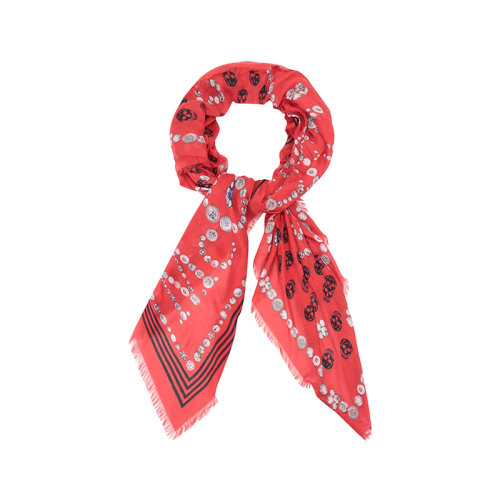 Alexander McQueen/亚历山大麦昆  女士莫代尔纤维Jewelled Button围巾 646452 3418Q