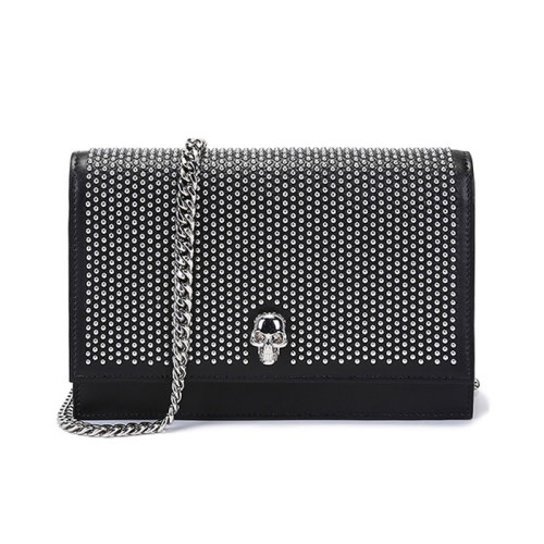 Alexander McQueen/亚历山大麦昆 女士皮革铆钉装饰单肩斜挎包手拿包 613088 1HUMI