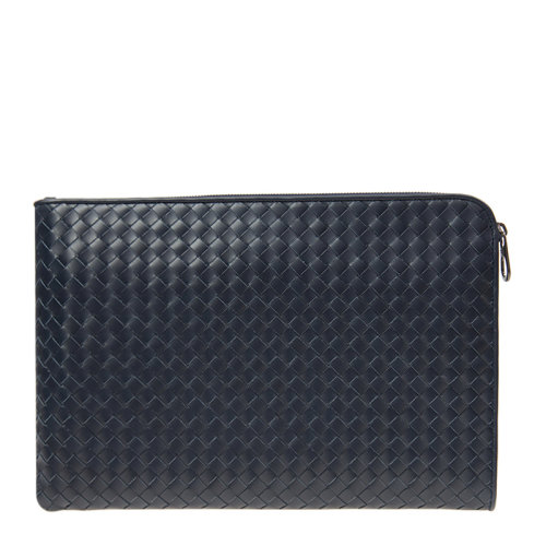 Bottega Veneta/葆蝶家 男士纯色牛皮经典编织拉链开合编织钱夹钱包手拿包手包男包 406021-V4651 多色可选