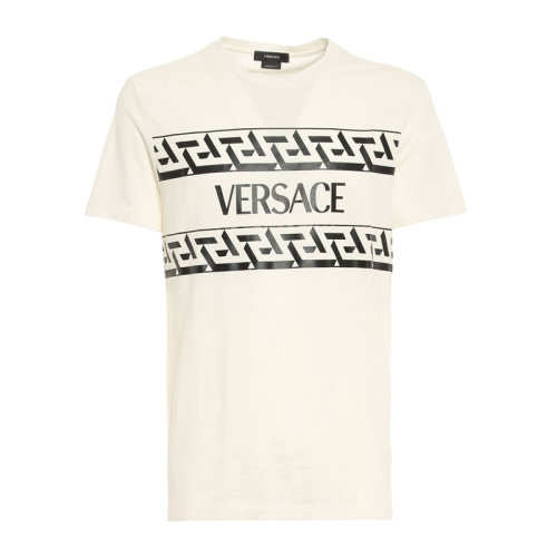 VERSACE/范思哲 男士纯色棉质经典字母徽标希腊回纹印花装饰圆领短袖上衣T恤 1002428-1A01780 多色可选