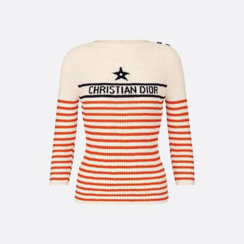  DIOR迪奥 22年秋冬 女士 针织衫 Pull a manches trois-quarts CANNES Dioriviera 244S97CA730