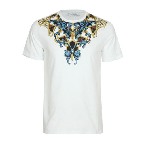 VERSACE/范思哲 男士纯色棉质复古印花装饰圆领短袖上衣T恤 V800683-VJ00236 多色可选