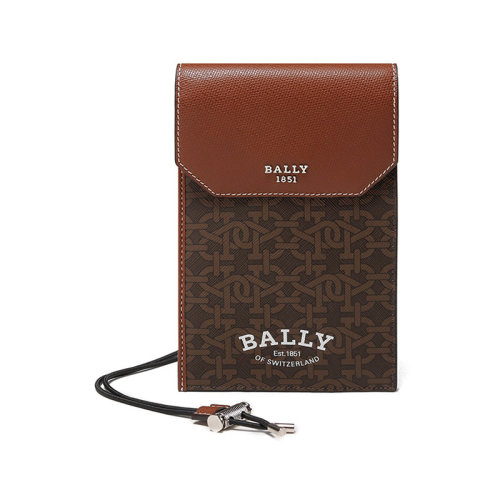 BALLY/巴利 男士TPU配皮单肩斜挎包颈部挂包手机包老花图案 BOYD TML
