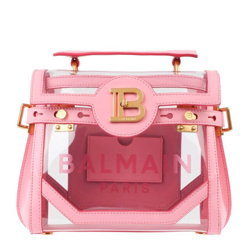 BALMAIN/巴尔曼 B-Buzz系列23女士粉色PVC配皮经典字母徽标印花装饰单肩包斜挎包手提包女包 VN1S555KPVT-GEB