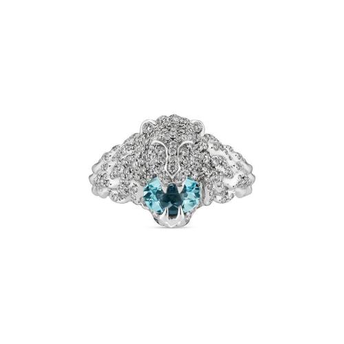 GUCCI古驰 22年秋冬 女士 饰钻石狮头18k金戒指 627658 J8L50 8076