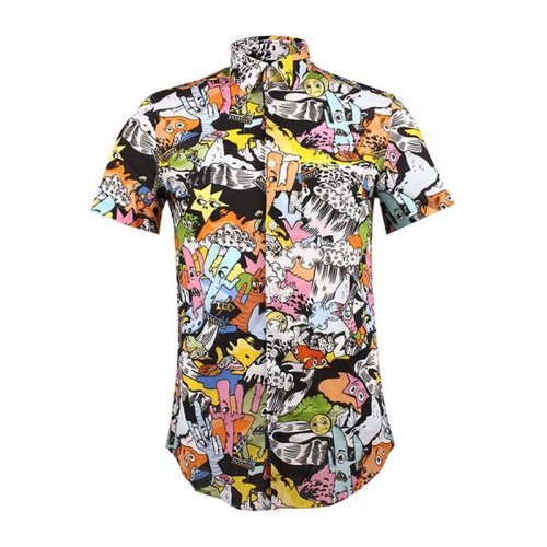 KENZO/高田贤三 男士印花棉质时尚图案男士短袖衬衫