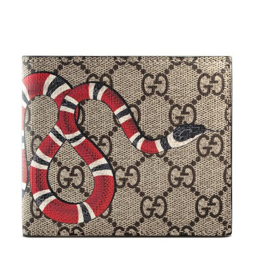 GUCCI/古驰  男士米色老花帆布珊瑚蛇印花零钱卡夹钱包451266K551N8666