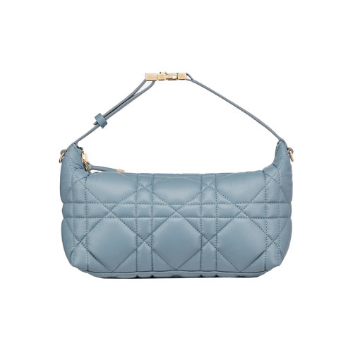 Dior 迪奥 22新款 TRAVEL系列 女士中号蓝色小牛皮Macrocannage缝线绗缝金色饰面拉链开合CD扣调节提手拆卸调节肩带手提包S5554OMIG_M09Z