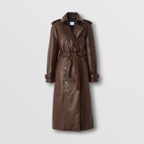  BURBERRY 22年秋冬 女士 滑铁卢版型浸染羔羊皮长款 Trench 风衣 80559821
