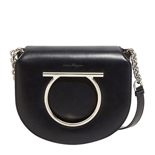 Salvatore Ferragamo/菲拉格慕 女士黑色牛皮单肩斜挎包女包 21-G998-691246