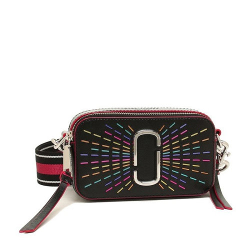 Marc Jacobs/马克雅各布斯 SNAPSHOT系列女士炫彩黑拼色牛皮经典金属徽标装饰拉链开合单肩包斜挎包相机包女包 M0014485-002