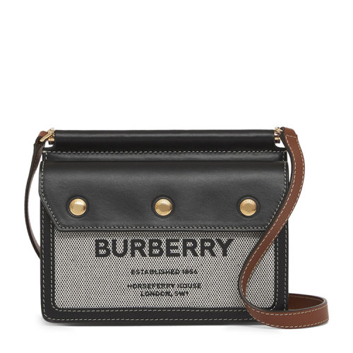 BURBERRY/博柏利 Title-迷你Horseferry印花口袋细节泰尔特手袋 小牛皮,棉80428521