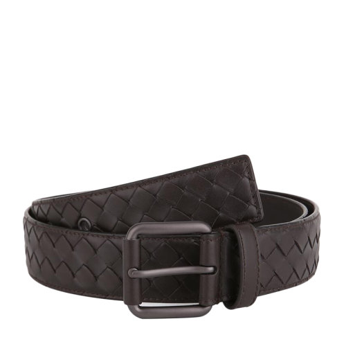 Bottega Veneta/葆蝶家 宝缇嘉 男士编织纹咖啡色皮质针扣腰带 407396 V4650 2006