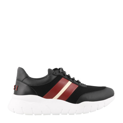 BALLY 巴利 男士 鞋靴 黑色白底系带网面经典条纹休闲运动鞋 男士休闲运动鞋