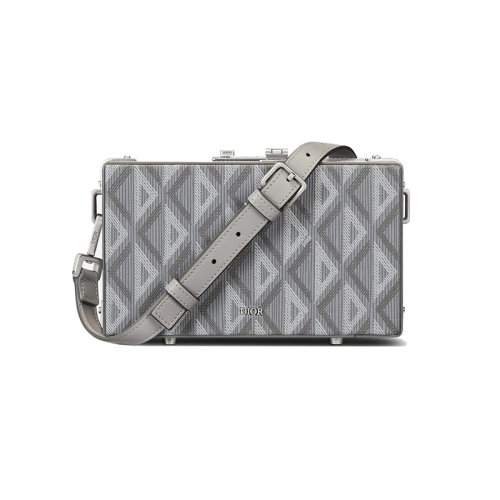 DIOR/迪奥 23新款 男士灰色帆布配皮镀钯黄铜字母标志锁扣开合拆卸调节肩带单肩包1LXPO029CDP_H42E