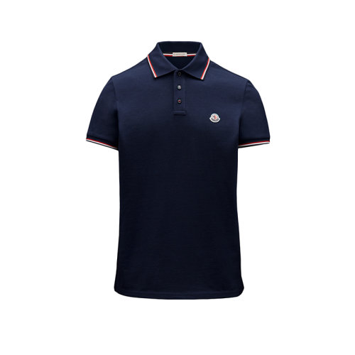 Moncler/蒙克莱 22年秋冬新款 男士靛青色纯棉徽标贴片短袖polo衫H20918A7030084556796