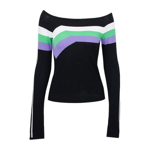 【Designer Womenwear】Chris by Christopher Bu/卜柯文 18秋冬女士针织衫/毛衣羊毛针织毛衣一字肩毛衣