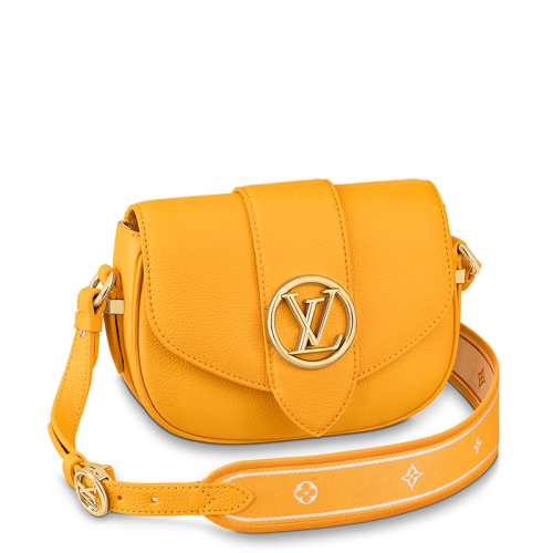 Louis Vuitton/路易威登 22春夏新款PONT 9 SOFT系列 女士小号阳光色粒面牛皮革金扣翻盖开合单肩斜挎包M59290