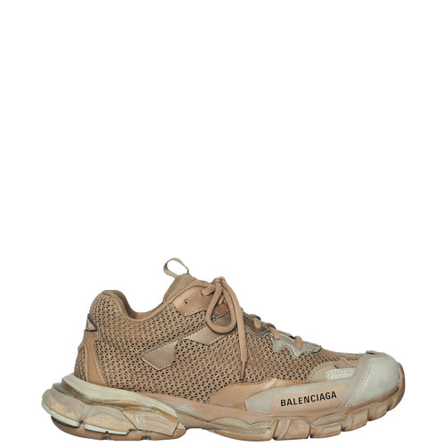 Balenciaga/巴黎世家 22年春夏新款 TRACK.3系列 男士米色网布尼龙做旧效果运动鞋700875W3RF39897