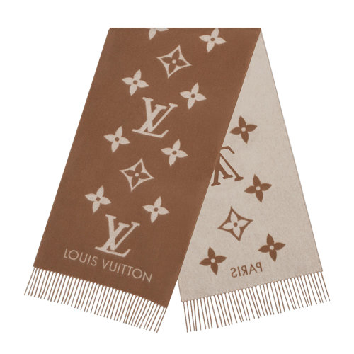 Louis Vuitton/路易威登新款 REYKJAVIK系列 女士沙色羊绒老花围巾M76067