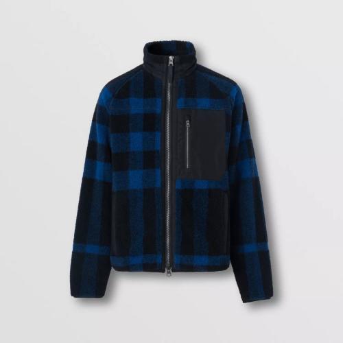  BURBERRY 22年秋冬 男士 大号格纹高领绒头外套 80596831