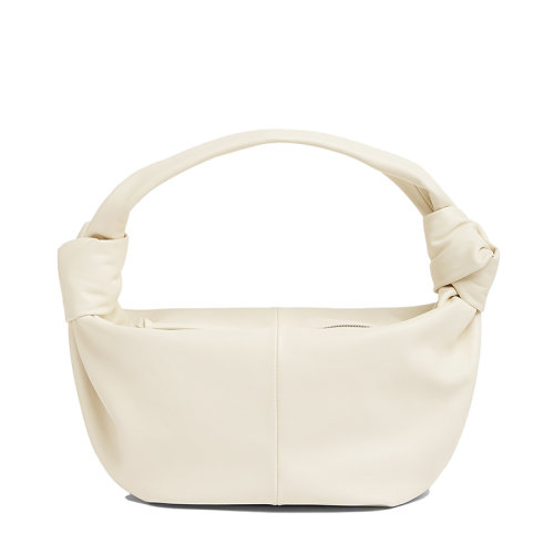 Bottega Veneta/葆蝶家 22春夏新款TEEN DOUBLE KNOT系列 女士白色小牛皮系结单肩手提包690223V1BW09009
