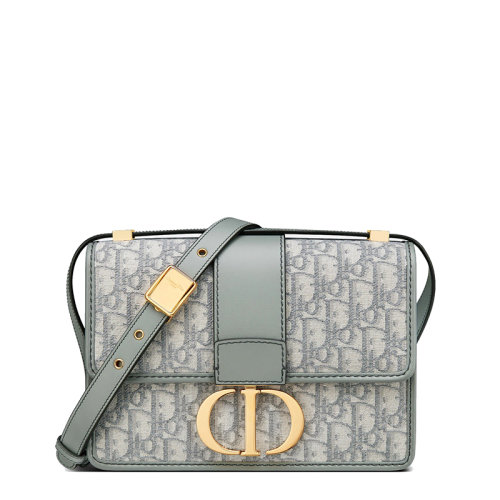 DIOR/迪奥 20  30 MONTAIGNE系列 女士灰色老花帆布CD金属扣翻盖蒙田手提斜挎单肩包M9203UTZQ_M932
