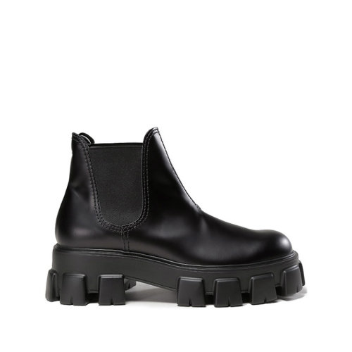 PRADA/普拉达 男士Monolith系列亮面皮革厚底靴子短靴切尔西靴 2TE174 B4L