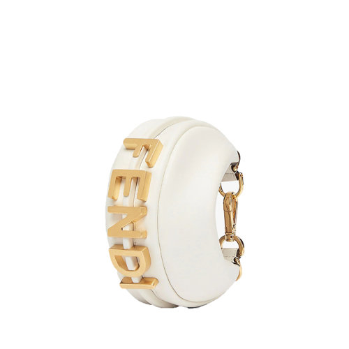 Fendi/芬迪 22年春夏新款 女士白色小牛皮复古金色金属徽标可调节手腕包7AS089A5DYF1HEL