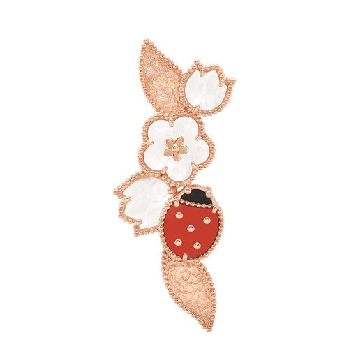Van Cleef & Arpels/梵克雅宝 Lucky Spring系列 18K金玫瑰金珍珠母贝玛瑙瓢虫形状胸针VCARP7RS00