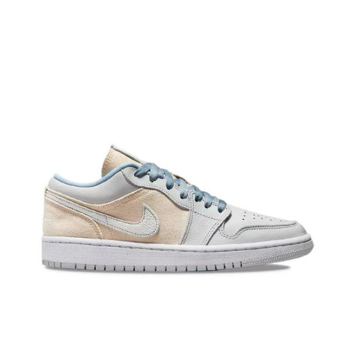 Nike/耐克 Air 1 Low Canva 女款 灰蓝 帆布 低帮 运动 休闲 板鞋 DQ4151-500