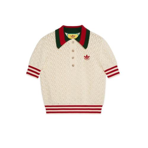  GUCCI古驰 22年秋冬 女士 adidas x Gucci联名系列棉质Polo衫 693832 XKCDM 9133